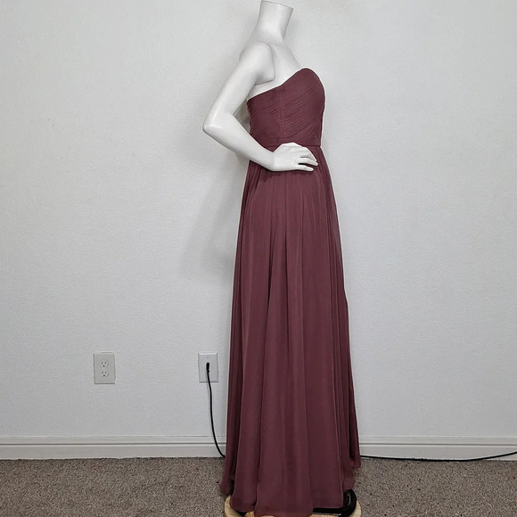 Weddington Way Light Burgundy Romantic Coquette Strapless Chiffon Gown Dress *6 - Picture 4 of 10